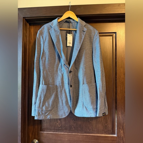 Piombo Men's 42 Navy/White Birdseye Knit Lightweight Blazer - Picture 1 of 5